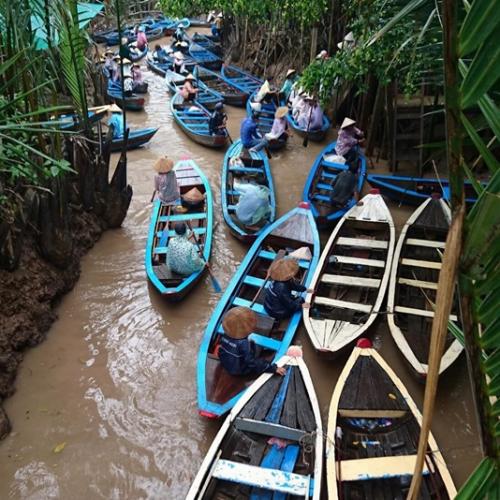 And later, take a wooden sampan and row through nypa shaded canals.