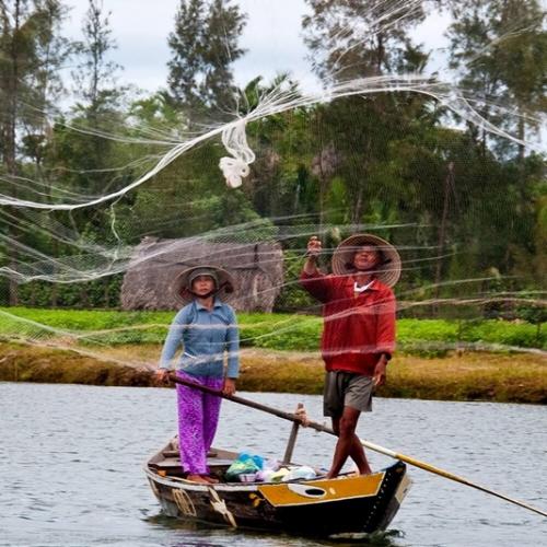 Practice with the fishing net.